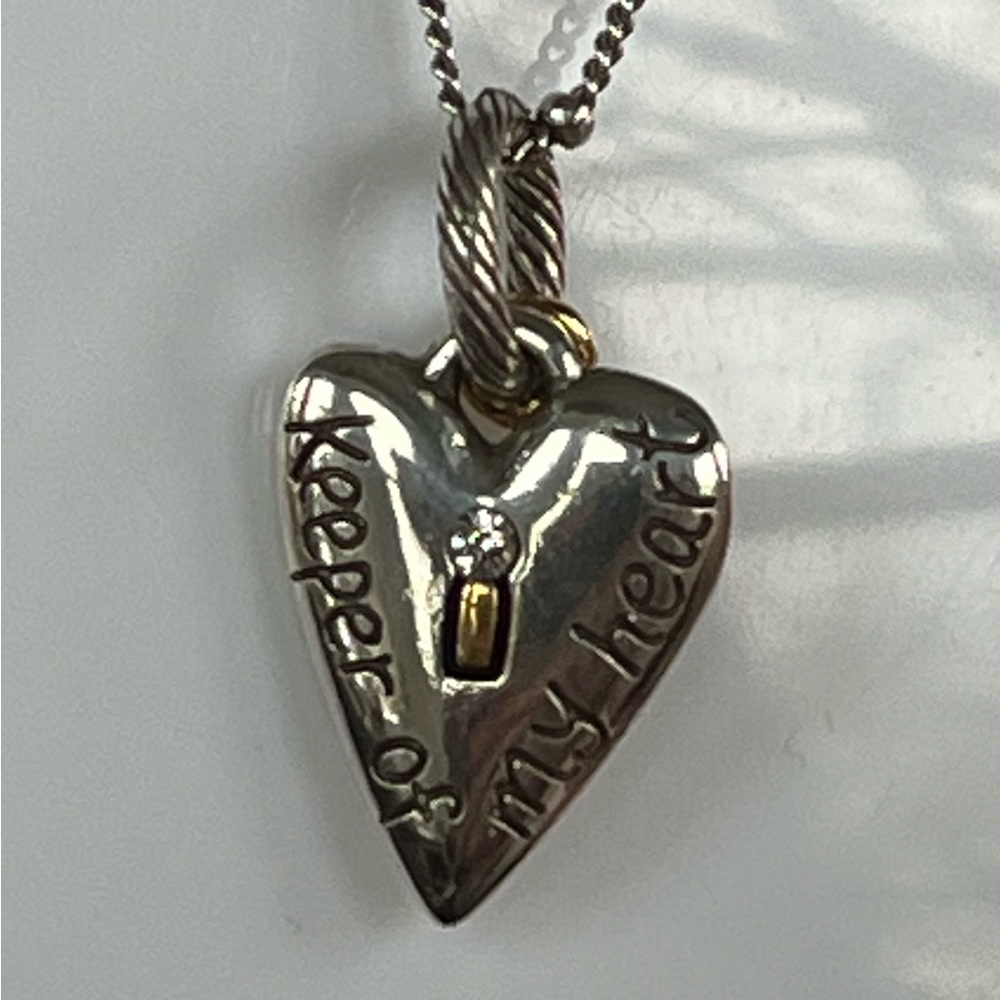 Brighton 2 Tone “Keeper of My Heart” Reversible Necklace - Beaded Chain 16”- 18”